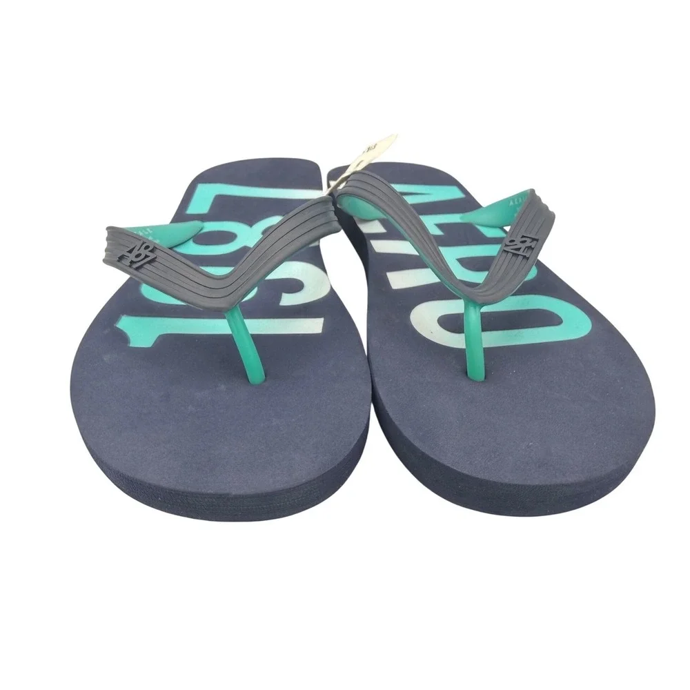 NWT Aeropostale‎ Men XL (11-12) Flip Flops Navy Teal AERO 1987 Graphic Sandals
